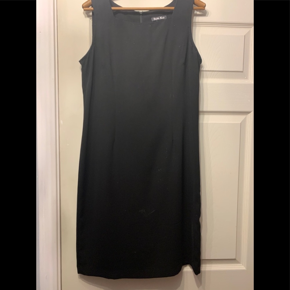 Slip on square neck black dress